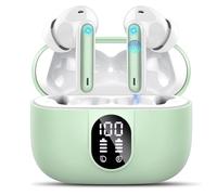 Csasan Wireless Earbuds, Bluetooth 5.3 Headphones In Ear with 4 ENC Noise Cancelling Mic, 2025 Mini Deep Bass Stereo Ear Buds, 40H Playtime Bluetooth Earphones, IP7 Waterproof Earbuds, Green