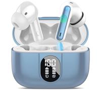 Csasan Wireless Earbuds, Bluetooth 5.3 Headphones In Ear with 4 ENC Noise Cancelling Mic, 2025 Mini Deep Bass Stereo Ear Buds, 40H Playtime Bluetooth Earphones, IP7 Waterproof Earbuds, Sky Blue