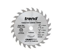 Trend Wood Circular Saw Blade, 115mm Diameter, 9.50mm Bore, 24 Teeth, 1.5mm Kerf, +20° Hook, TCT, Medium Finish, CSB/11524