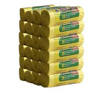 CSC - 30L Bin Bags with Ties, 480 Pieces, 50 x 65 cm for Undersink Trash Bin, Waste Bags for Internal Waste Collection, Anti-Drip and Anti-Hole - 24 Rolls, Yellow