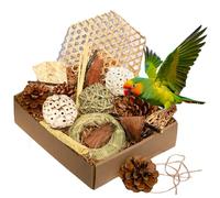 CSCHENGO Natural Bird Chew Toys Parrot Toys Box, Foraging Shredding Parakeet Toys for Cockatiel Conures Lovebird Parakeet Budgie Macaws Small-Medium Birds