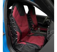 CSCOMFY Tactical Seat Covers for Cars Trucks SUV Van, Universal Canvas Multi-Pockets Organizers Rain Defender, Waterproof Seat Protectors Front Pair (Red Black)