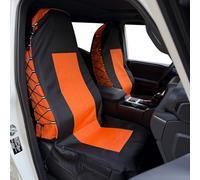 CSCOMFY Tactical Seat Covers for Cars Trucks SUV Van, Universal Canvas Multi-Pockets Organizers Rain Defender, Waterproof Seat Protectors Front Pair (Orange Black)