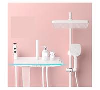 CSDASW Smart Digital Display Shower System With Piano Key Temperature Control， White Grey Available(Hot and Cold white)