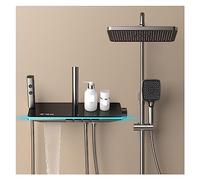 CSDASW Smart Digital Display Shower System With Piano Key Temperature Control， White Grey Available(Thermostatic grey)