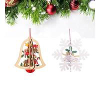 CSDPC 2Pcs Wooden Christmas Tree Decorations Set 3D Hollow-Carved Hanging Pendant Christmas Ornaments with String 2 Shapes Wood Baubles Xmas Tree Decorations for Christmas Party Holiday Supplie