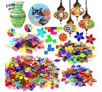 Csdtylh 1100 Pcs Mosaic Tiles, Glass Mosaic Tiles for Crafts Bulk, Stained Mosaic Glass Pieces, Mosaic Supplies for Home Decoration, Art Crafts, DIY Projects, Transparent (Mixed Shape)