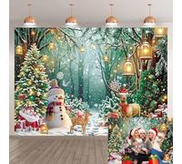 CSFENPPAO Christmas Enchanted Forest Backdrop Winter Wonderland Garden Fairy Tale Backdrop 7x5FT Xmas Tree Reindeer Party Decorations Photo Booth Studio Props Background