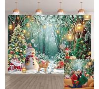 CSFENPPAO Christmas Enchanted Forest Backdrop Winter Wonderland Garden Fairy Tale Backdrop 8x6FT Xmas Tree Reindeer Party Decorations Photo Booth Studio Props Background