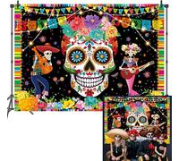 CSFENPPAO Day of The Dead Backdrop Sugar Skull Dia DE Los Muertos Photography Background 7x5FT Mexican Fiesta Themed Birthday Party Banner Decoration Supplies Photo Booth