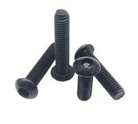 CSFFA 10/50pcs M1.6 M2 M2.5 M3 M4 M5 M6 M8 Black Grade 10.9 Steel ISO7380 Hexagon Hex Socket Head Button Mushroom Allen Bolt Screw(14mm,M4 (10pcs))
