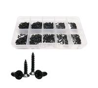 CSFFA 1000pcs M1 M1.2 M1.4 M1.7 Black Steel Mini Micro Cross Round Flat Countersunk Head Self Tapping Wood Screw Set Kit Box(Countersunk head)