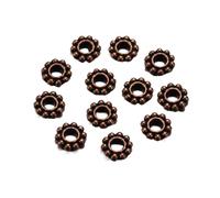CSFFA 100Pcs/Lot Antique Gold Color Bronze Tone Daisy Flower Metal Spacer Beads Wheel for Jewelry Making Needlework Accessories(Antique Copper_6.5mm x 100pcs)