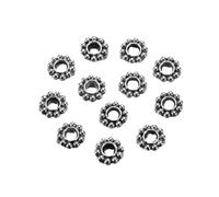 CSFFA 100Pcs/Lot Antique Gold Color Bronze Tone Daisy Flower Metal Spacer Beads Wheel for Jewelry Making Needlework Accessories(Antique Silver Color_6.5mm x 100pcs)