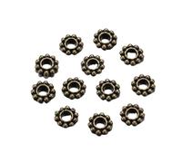CSFFA 100Pcs/Lot Antique Gold Color Bronze Tone Daisy Flower Metal Spacer Beads Wheel for Jewelry Making Needlework Accessories(Bronze_6.5mm x 100pcs)