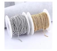 CSFFA 10meters/roll Stainless Steel Gold Plated 2.0mm 3.0mm Jewelry Chain Diy For Necklace Pendant Making Accessories(Gold plated_4mm)