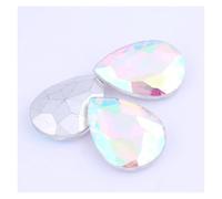 CSFFA 10x14mm 13x18mm 18x25mm Teardrop Glass Rhinestone Beads Point Back Glue On DIY for Craft Jewelry Making(Ab Color_13x18mm 128pcs)