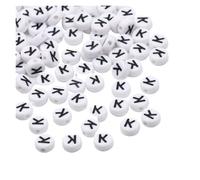 CSFFA 50/100/200pcs/lot 7x4mm White Round A-Z Alphabet Letter Acrylic Loose Spacer Beads for Jewelry Making DIY Bracelet Accessories(K_100pcs)