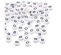 CSFFA 50/100/200pcs/lot 7x4mm White Round A-Z Alphabet Letter Acrylic Loose Spacer Beads for Jewelry Making DIY Bracelet Accessories(O_100pcs)