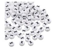 CSFFA 50/100/200pcs/lot 7x4mm White Round A-Z Alphabet Letter Acrylic Loose Spacer Beads for Jewelry Making DIY Bracelet Accessories(X_100pcs)