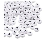 CSFFA 50/100/200pcs/lot 7x4mm White Round A-Z Alphabet Letter Acrylic Loose Spacer Beads for Jewelry Making DIY Bracelet Accessories(Y_100pcs)
