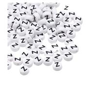 CSFFA 50/100/200pcs/lot 7x4mm White Round A-Z Alphabet Letter Acrylic Loose Spacer Beads for Jewelry Making DIY Bracelet Accessories(Z_100pcs)