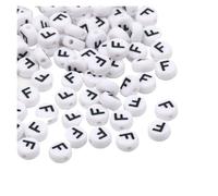 CSFFA 50/100/200pcs/lot 7x4mm White Round A-Z Alphabet Letter Acrylic Loose Spacer Beads for Jewelry Making DIY Bracelet Accessories(F_100pcs)