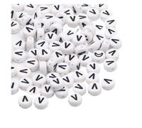 CSFFA 50/100/200pcs/lot 7x4mm White Round A-Z Alphabet Letter Acrylic Loose Spacer Beads for Jewelry Making DIY Bracelet Accessories(V_100pcs)