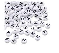 CSFFA 50/100/200pcs/lot 7x4mm White Round A-Z Alphabet Letter Acrylic Loose Spacer Beads for Jewelry Making DIY Bracelet Accessories(H_100pcs)