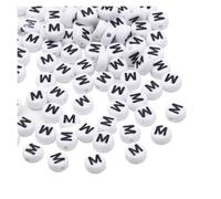 CSFFA 50/100/200pcs/lot 7x4mm White Round A-Z Alphabet Letter Acrylic Loose Spacer Beads for Jewelry Making DIY Bracelet Accessories(M_100pcs)
