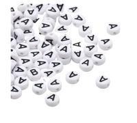 CSFFA 50/100/200pcs/lot 7x4mm White Round A-Z Alphabet Letter Acrylic Loose Spacer Beads for Jewelry Making DIY Bracelet Accessories(A_100pcs)