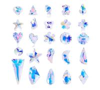 CSFFA AB Color Crystal Pendant Beads Multi -Shape Glass Charms Beads Jewelry Gems Stones for Jewelry Making Supplies DIY Earrings(24-12pcs)