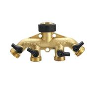 CSFFA Brass 4-Way Ball Valve Water Divider Garden Watering Agricultural Irrigation Home Car Wash Faucet One-Way Four-Way Divider(European Standard)