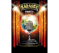 CSFOTO 3x5ft Karaoke Party Decorations Music Prom Backdrop Karaoke Happy Birthday Decorations Photo Booth Props Night Show Microphone Singing Party for Adults