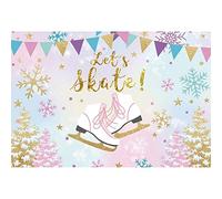 CSFOTO 6x4ft Let's Skate Backdrop Ice Skates Snowflakes Birthday Party Background for Photography Children Kids Theme Party Photo Wallpaper