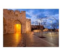 CSFOTO 7x5ft Jerusalem Jaffa Gate Backdrop Ancient Stone Wall Building Background Israel City Street Night Scene Wallpaper Room Decoration Props Jerusalem Travel Portrait Photo Props