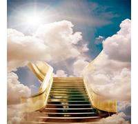CSFOTO 8x8ft Heaven Backdrop in Loving Memory Backdrop Heaven Sent Theme Decorations Banner Kingdom of God Stairs to Paradise Sunlight Church Events Background Heavenly Backdrops for Photoshoot