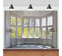 CSFOTO Polyester 5x3ft Big Bright Window Backdrop Window Garden Zoom Room Background for Wall Zoom Living Room Office Backdrop for Video Conference Background for Video Recording