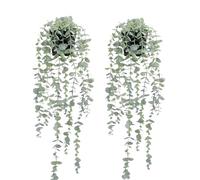 CSGHMM 2 Pcs Artificial Eucalyptus Hanging Plant - Fake Trailing Ivy Decor for Kitchen, Bathroom,Office - Faux Greenery Hanging Baskets for Indoor Wall Shelf Decor,Front Garden Aesthetic