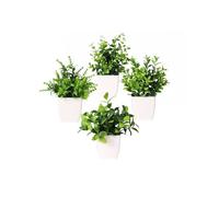 CSGHMM 4 PCS Mini Artificial Plants with Pot,Artificial Plants Indoor Decorative,Small Fake Simulation Plants Faux Plastic Potted Plants for Home Bathroom Office Desk Decor(White)