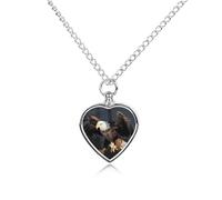 CSGJMYGS 3D Bald Eagle Heart Urn Necklace for Ashes Pendant Pet Cremation Jewelry Necklace Alloy Keepsake Waterproof Memorial Pendant Cat Dog Urns Locket Pendants for Pet Ashes Necklaces