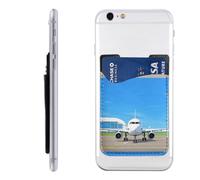 CSGJMYGS Airplanes at the airport Phone Wallet, Stick On Card Holder for Back of Phone Case - Leather Cell Phone Card Wallet Sleeve Adhesive Phone Pocket - Compatible with Most Cell Phones