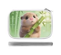 CSGJMYGS Cute Bamboo Guinea Pig Multi-Functional PU Pen Case, Waterproof Zipper Stationery Organizer, Portable Storage Pouch for Office Supplies Cosmetics Travel Accessories And Daily Use