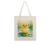 CSGJMYGS Cute Duck Spirit Cotton Polyester Blend Canvas Tote Bag