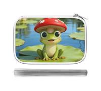 CSGJMYGS Cute Frog Red Mushroom Multi-Functional PU Pen Case, Waterproof Zipper Stationery Organizer, Portable Storage Pouch for Office Supplies Cosmetics Travel Accessories And Daily Use