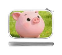 CSGJMYGS Cute Pigs Characters Pink Multi-Functional PU Pen Case, Waterproof Zipper Stationery Organizer, Portable Storage Pouch for Office Supplies Cosmetics Travel Accessories And Daily Use