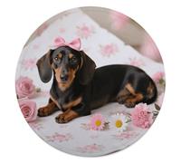 CSGJMYGS Dachshund Sausage Dogs Pattern Round Flannel Throw | 59.1 Inch Single Sided Circular Soft Blanket, Compact Foldable Flannel Spread for All Indoor Outdoor Rest Moments