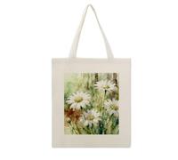 CSGJMYGS Daisies Wildwood Floral Cotton Polyester Blend Canvas Tote Bag