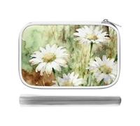 CSGJMYGS Daisies Wildwood Floral Multi-Functional PU Pen Case, Waterproof Zipper Stationery Organizer, Portable Storage Pouch for Office Supplies Cosmetics Travel Accessories And Daily Use