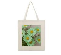 CSGJMYGS Daisy Pastel Green Cotton Polyester Blend Canvas Tote Bag